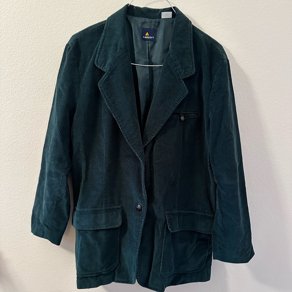 Green corduroy Liz Sport blazer with large pockets
